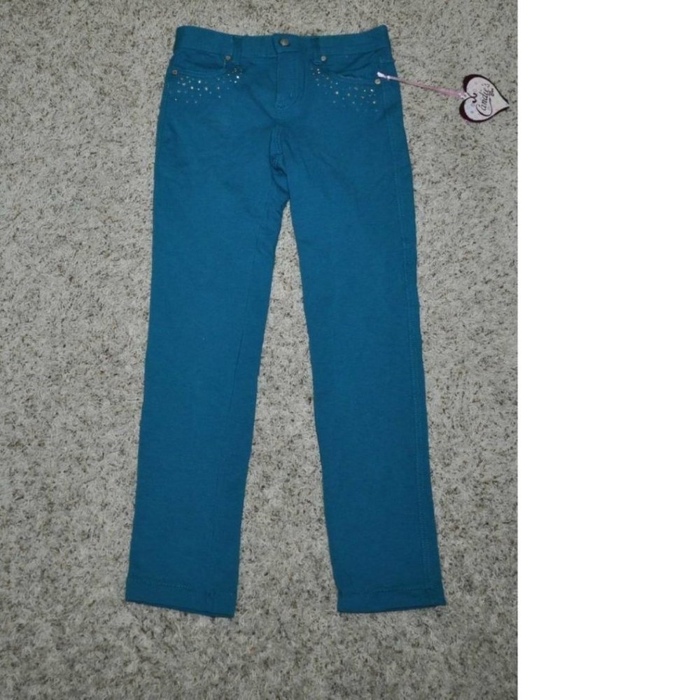 Candies Jeggings Pants 12 Girls Aqua Blue Embellished Stretch Embellished